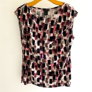Ann Taylor Art Deco Patterned Sleeveless Blouse | Size Medium